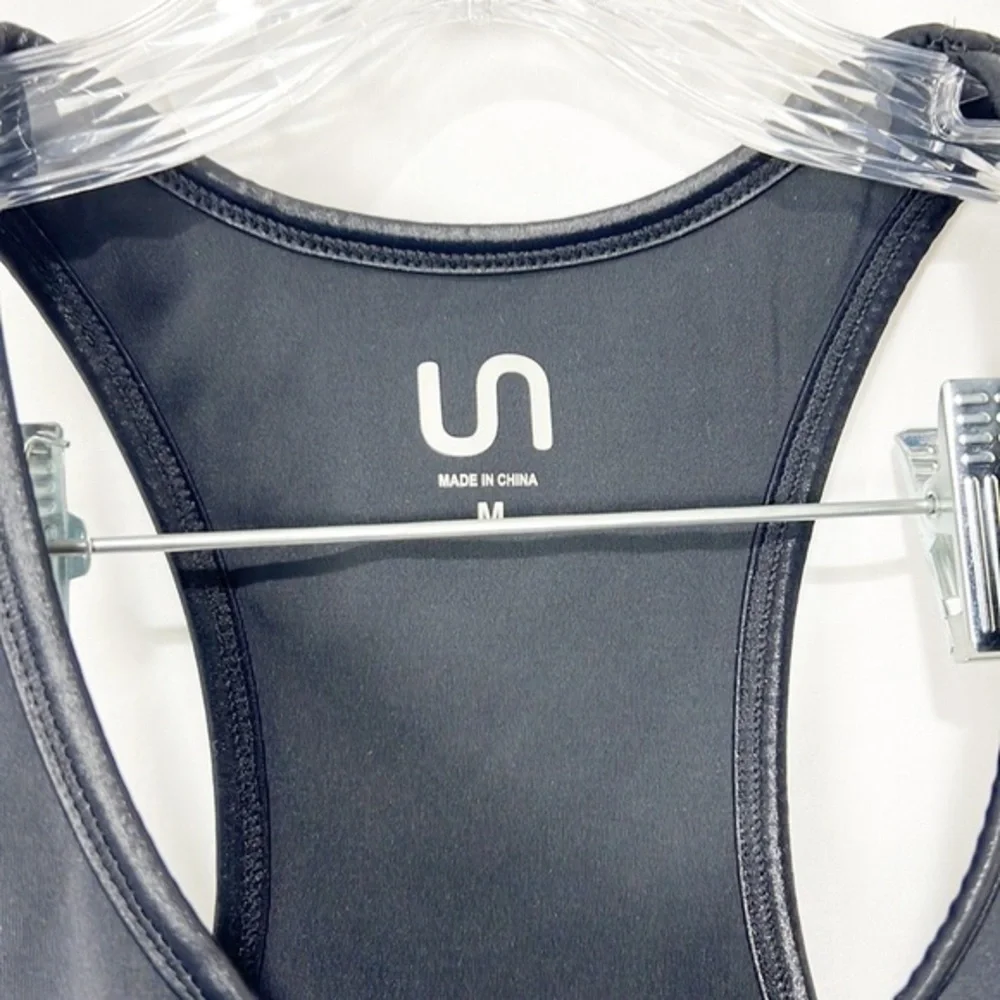 Urban Savage Stash Bra Pocket Sports Bra w Satin Trim in Black Medium